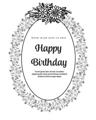 Happy birthday card frame floral vector
