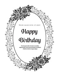 Happy birthday card frame floral vector