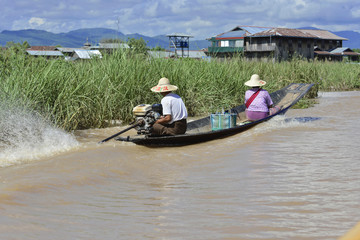 Boot auf dem Inle-See, Burma, Birma, Myanmar, Südostasien, Asien