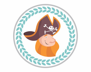 funny adorable kids head face pirate seaman sea robber sailor beard cartoon character