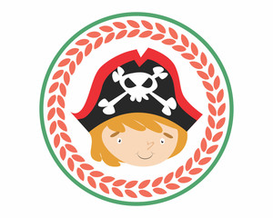 funny adorable kids head face pirate seaman sea robber sailor cartoon character