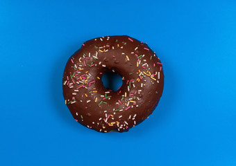 Donut on blue background