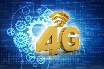 3d rendering 4G symbol wifi