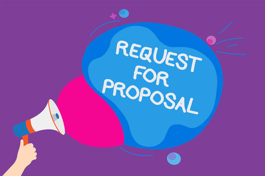 Writing note showing Request For Proposal. Business photo showcasing document contains bidding process by agency or company Convey messages ideas sound speaker announcement cloudy pattern design.