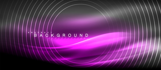 Neon glowing lines, magic energy space light concept, abstract background wallpaper design © antishock