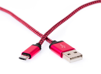 Usb type-c connector for charger smartphone isolated on white background