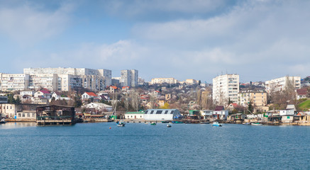 Sevastopol Bay, seaside cityscape. Crimea