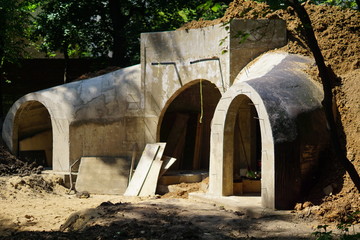 construction site of basement  in the park. 