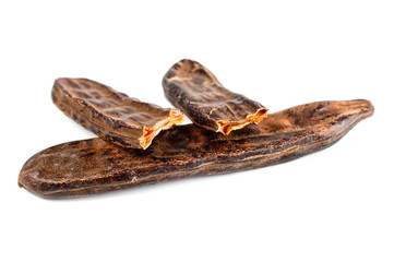 Fruits and caraway seeds taken close-up on a white background