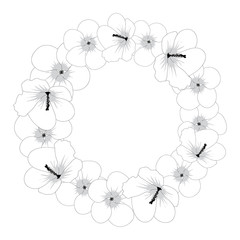 Hibiscus syriacus Flower Outline - Rose of Sharon Wreath