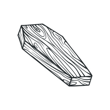 Contour drawing of the coffin