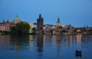 Charles Bridge and Vltava River in Prague