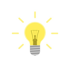 Flat light bulb illustration. Glowing lightbulb icon isolated on background