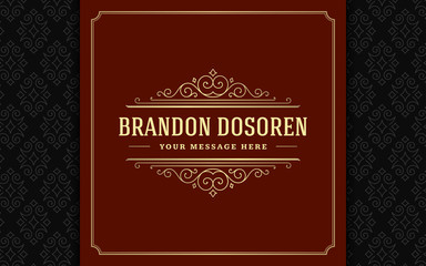Luxury logo template vector golden vintage flourishes ornament.