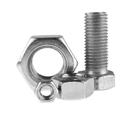 metal bolts and nuts isolated on white background