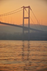 Bosphorus Bridge silhouette early in the morning
