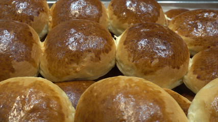 Small buns. Breakfast in the restaurant or cafe.