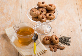 almond cookies with  green tea