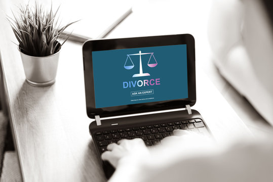 Divorce advice concept on a laptop screen