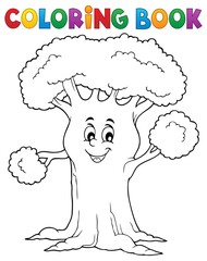 Coloring book cheerful tree theme 1