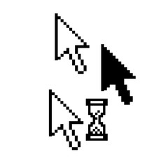 Mouse pointers - pixel arrow, hourglass icons