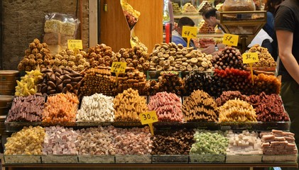 Egyptian Spice Bazaar shops and counters in Istanbul