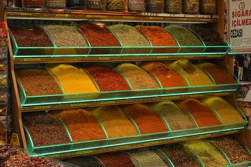 Egyptian Spice Bazaar shops and counters in Istanbul