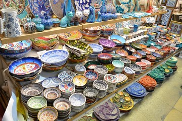 Traditional Turkish ceramic plates and bowls