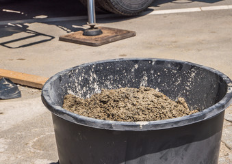 Mörtelwanne im Baugewerbe