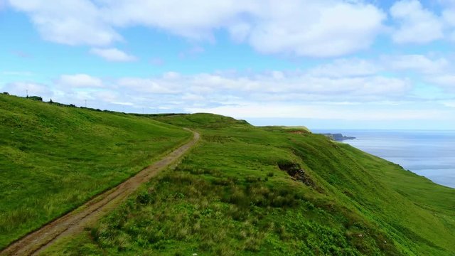 Wonderful hiking trails on the Isle of Skye - aerial drone flight