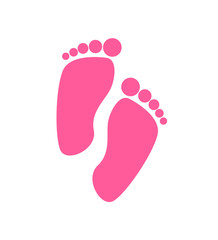 Pink Foot Steps of Newborn Baby Girl Vector Icon