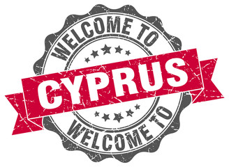 Fototapeta premium Cyprus round ribbon seal