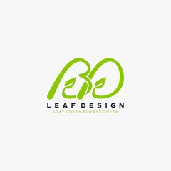 BD letter leaf green logo design vector