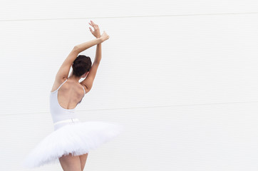 Back view of ballerina posing