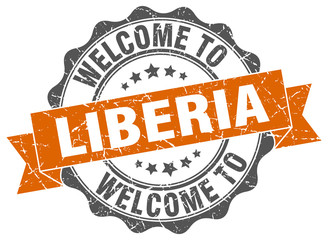 Obraz premium Liberia round ribbon seal