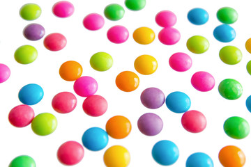 colorful chocolate coated candy isolated on white background