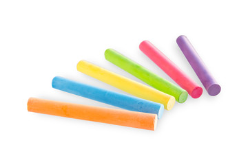 Colorful chalk isolated on white background with clipping path