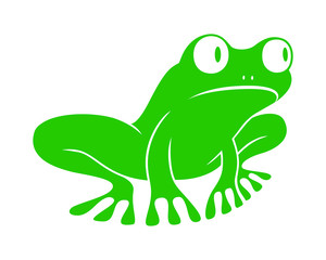 Icon frog. Flat symbol frog. Isolated green sign frog on white background. Logo. Tree frog. Vector Illustration