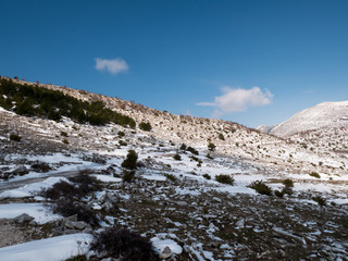 Fototapeta na wymiar Rocky mountain Biokovo with snow around