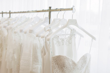 Wedding dresses in shop