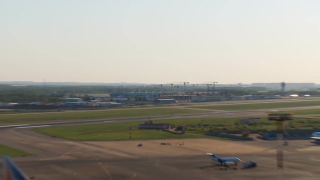 Construction of a new airport terminal Pulkovo. View across the entire territory of the airport