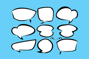 set of stickers of speech bubbles.