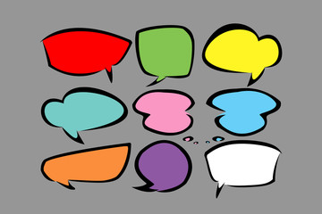 set of stickers of speech bubbles.