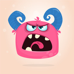 Angry cartoon monster flying icon. Vector Halloween illustration
