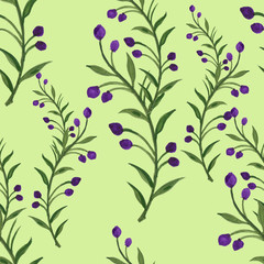 seamless  pattern bouquet rose blue purple flowers and plant