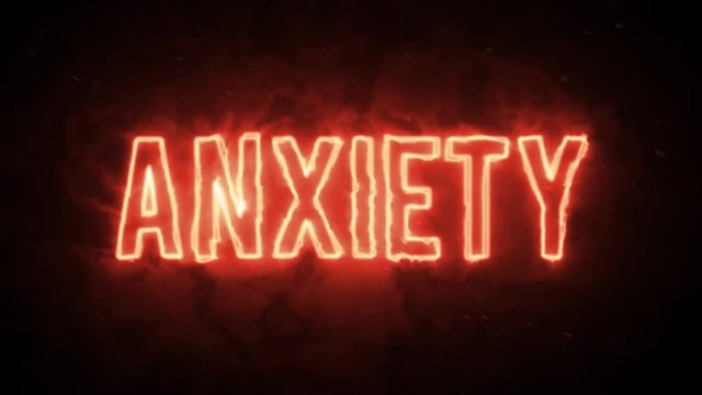 Anxiety hot fire text on black background