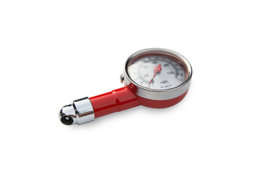Tire Pressure Gauge, Tire Gauges, Meter gauge air tires isolated on white background with clipping path