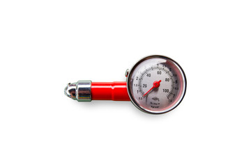 Tire Pressure Gauge, Tire Gauges, Meter gauge air tires isolated on white background with clipping...