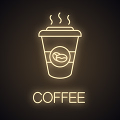 Coffee to go neon light  icon