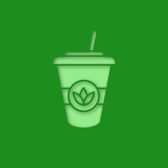 Ice tea paper cut out icon